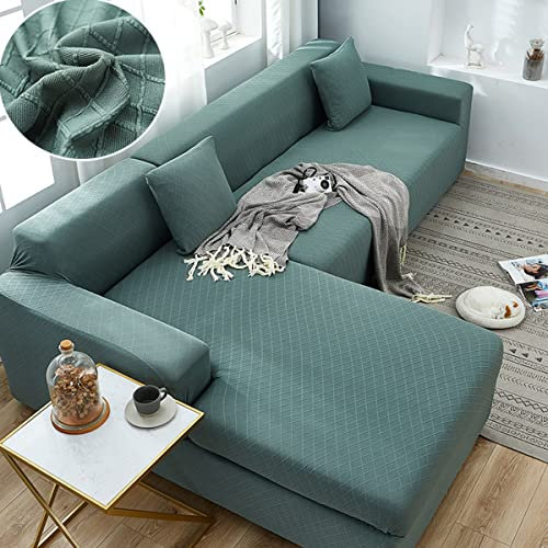 youyoucool Sektionalsofabezug, Ecksofa-Schonbezug, weiches Polyestergewebe, Einsitzer, passgenau, Stretch-Möbelbezug, Mikrofaser-Kollektion, Grün