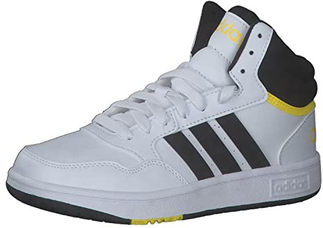 Adidas Hoops 3.0 K Shoes-Mid (Non-Football), FTWR White/Core Black/Beam Yellow, 29 EU