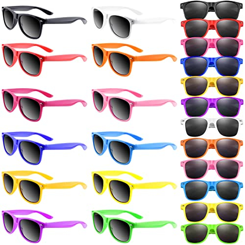 Morcheiong Paquete de 12 lentes de sol de colores neón, lentes de sol, regalos de fiesta, relleno de bolsas de regalo, regalo divertido para fiesta de cumpleaños, playa, piscina