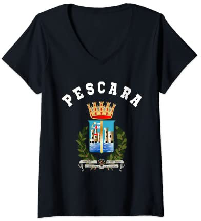 Donna Stemma Pescara Jersey Bandiera Calcio Maglietta con Collo a V
