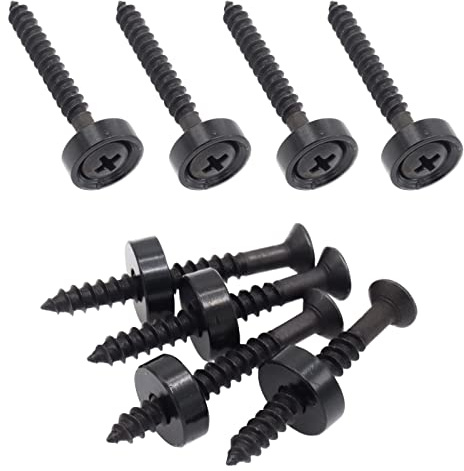 Cheerock Schwarze Gitarrenhals-Gelenkbuchsen und Schrauben, 8 Stück Metall-Gitarrenhalshülsen mit Schrauben, Gitarrenhals-Ersatzteile, kompatibel mit E-Gitarre oder Bass