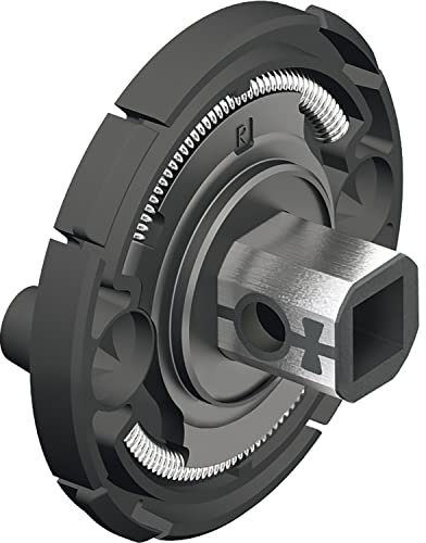 FSB 0 03 0450 09208 6000 Adattatore per Maniglia della Porta Rosetta, Attacco Quadrato 9 mm AGL Universale con Cuscinetto di compensazione, Nero, 03045009280, Argento