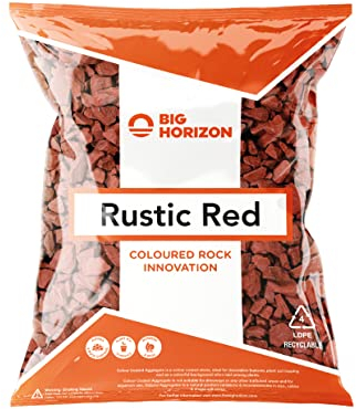 Coloured Stones For Gardens, Graves, Plant Pots, Decorative Stones, Garden Stones, Garden Pebbles, Ideal For Decorative Features, UV Stable Safe Colour Coating 14kg -15kg (Rustic Red)