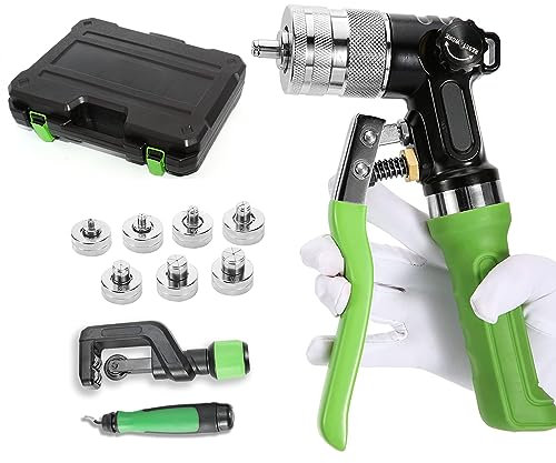 HYQNG Hydraulischer Rohraufweiter, HVAC-Stauchwerkzeug-Set, mit Rohrschneider, Entgratungswerkzeug, Kupferrohraufweiter, Rohraufweiter für 3/8 bis 1-1/8 Zoll Kupferrohre, 2 mm maximale Dicke
