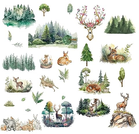 craspire 8 Blatt 8 Stile Hirsch-Fensteraufkleber, Tiere, Wald, Fensteraufkleber, Wanddekoration, Aufkleber Für Klassenzimmer, Schlafzimmer, Wohnzimmer, Fenster, Treppenhaus, Vitrinendekorationen