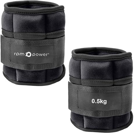 RPM Power Paire de poids de poignet et de cheville – Poids portables pour poignet et cheville pour la course, la marche, le fitness à domicile, la gymnastique et l'entraînement sportif (0,5 kg)