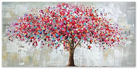 GEMMII Tableau abstrait d'arbre de vie sur toile, affiche d'art mural, peinture imprimée colorée, salon scandinave, décoration de la maison, 70x140 cm, sans cadre