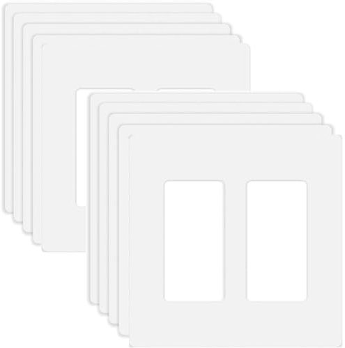 Placa de pared Decora de 2 bandas, sin tornillos, doble interruptor, placa frontal eléctrica para interruptor de luz, interruptor inteligente, receptáculo, reguladores, salida USB, GFCI, placa de