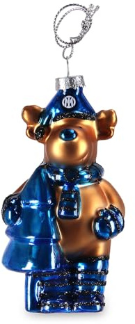 Inter - Weihnachtskugel Rentier Ornament Glas Christbaumschmuck Weihnachtsdeko Geschenk für alle Fans Inter