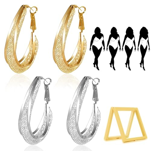 wohn&lebe 2 Paare Lymphdrainage Magnet Ohrringe Damen Lymphatische Mode Oval Schlankheits Hoop Abnehmen AktivitäT Akupunktur Schmuck FüR Damen