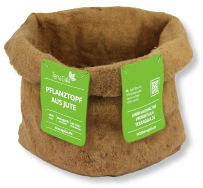 TerraGala Jute Blumentopf, Pflanzsack aus Jute, Blumentopf, kompostierbarer Pflanztopf, 40 Liter (2)