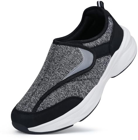 Ortho+rest Diabetiker Schuhe Herren Geschwollene Füße Diabetes Walking Schuhe Bogen Unterstützung Orthopädische Turnschuhe(45,Schwarz)