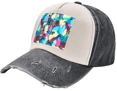 DURAGS Farbiger Zebra-Hut, Unisex, Baumwolle, Denim, Outdoor-Sportmütze, trendig und funktional, sportlich, legere Kopfbedeckung, Farbiges Zebramuster, Einheitsgröße