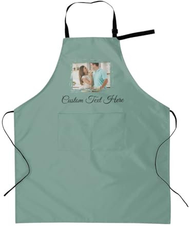 Naispanda Delantales Personalizados Unisex con Bolsillos Delantal Personalizado con Foto/Texto Mandiles de Cocina Barbacoa Chef para Mamá/Papá/Esposa/Marido