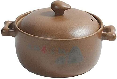Clay Pot for Cooking Round Unglazed Ceramic Casserole with Lid, Handmade Clay Pot Casserole (Yellow 4.54Quart)