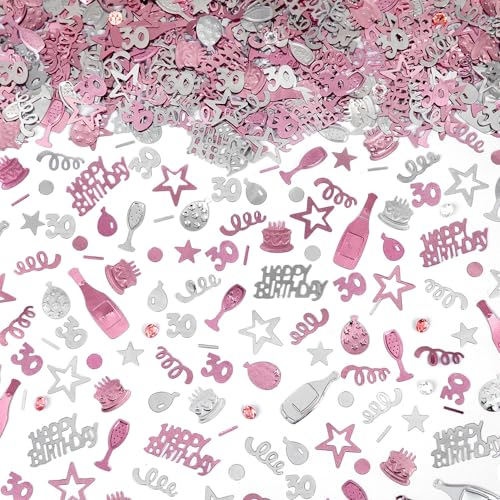 AIVEKE Konfetti 30 Geburtstag Deko - Glitzer Rosegold Happy Birthday Konfetti Partydekoration Geburtstag Streudeko Geburtstag Deko Tischdeko Geburtstagskonfetti