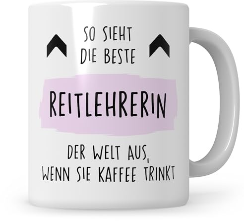 Beste Reitlehrerin Tasse, Reiterin Geschenkidee, Reitschule, Reiterin Geschenk Pferd Kaffeetasse