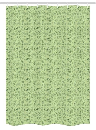 ABAKUHAUS Minze Schmaler Duschvorhang, Küchenkräuter Gewürze Oregano, Badezimmer Deko Set aus Stoff mit Haken, 120 x 180 cm, Grün Pistaziengrün