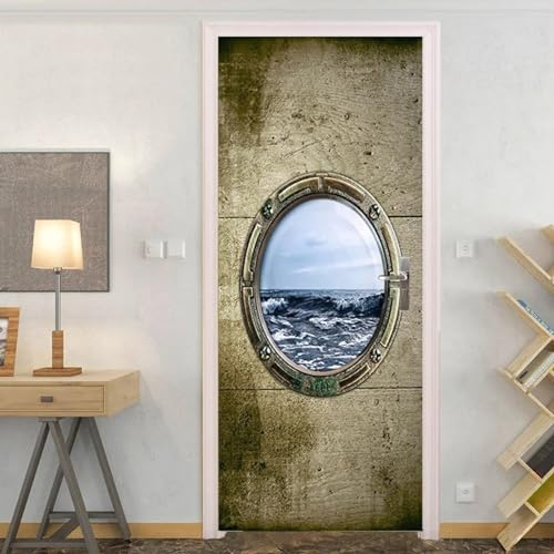 XAONUO 3D Drucken | Tür Bekleben Mit Türtapete Selbstklebend Blau Ozean Natur Landschaft 90X210Cm | Tür Verschönern Mit Türfolie | Türaufkleber Xxl Türbilder | Türposter Türklebefolie