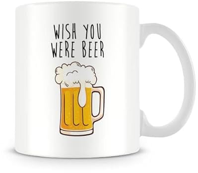 Behind The Glass - Wish You were Beer - Funny Pun Mug, Ceramic, 11fl.oz.