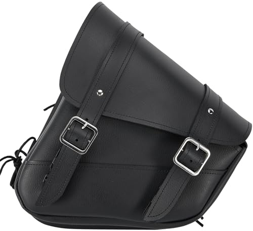 Dream Apparel Motorcycle Swingarm Bag with Black Synthetic Leather, Swing Arm Bag Motorcycle Saddlebag Left Side Tool Bag Fit for Softail/Triangulated Swingarm Models Dyna Low Rider Fat Bob, Style1