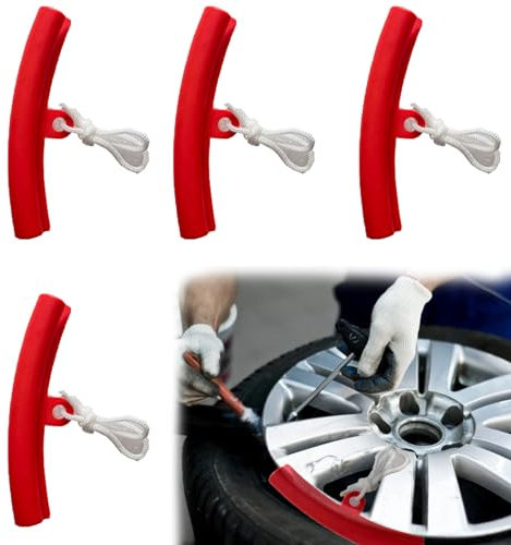 Rakiuty Protectores de Llantas Desmontadores,Protectores de Llanta para Montaje de NeumáTicos,Protectores de Llanta,para Autos Bicicleta Motocicleta,4 Piezas (Rojo)