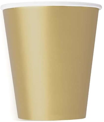 Unique 3326EU - Gobelets en Carton sans Plastique - 266ml - Couleur Or - Paquet de 8 (Lot de 1)