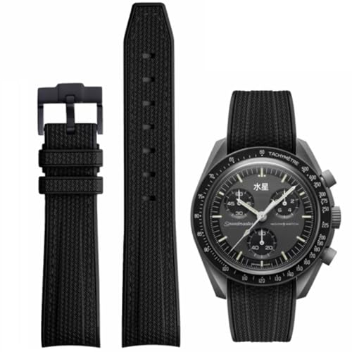 AIYIRUO Uhrenarmband Kompatibel Mit Omega X Swatch MoonSwatch, 20mm Gummi Ersatzband für Speedmaster, für Männer Und Frauen