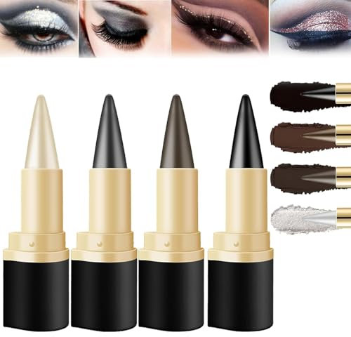 Ayky Long Wear Gel Eyeliner, Natürliche Schwarze Eyeliner-Creme, Wasserfest, Smokey Eyeshadow Palette Stick, Wischfest, Flüssiger Eyeliner-Stift, für Alltags- Oder Party-Looks (4 Farben)