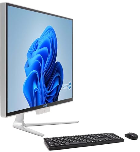 SIMPLETEK PC All in One Core i3 fino 2.50GHz 16GB RAM SSD 480GB Windows 11 Pro | Display 24 FHD Webcam integrata WiFi BT LAN HDMI | Computer Fisso Casa Ufficio Scuola Lavoro