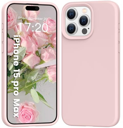 PuyaTeya Premium Cover Silicone Liquido per iPhone 15 Pro Max, Protettiva Antiurto a 4 Strati, Rivestimento in Morbida Microfibra Antigraffio (Rosa)