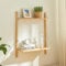 [en.casa] Wandregal Tingvoll Hängeregal 85 x 65 x 25 cm Bücherregal schwimmendes Regal mit Zwei Ablagen Schweberegal Bambus in Naturfarben
