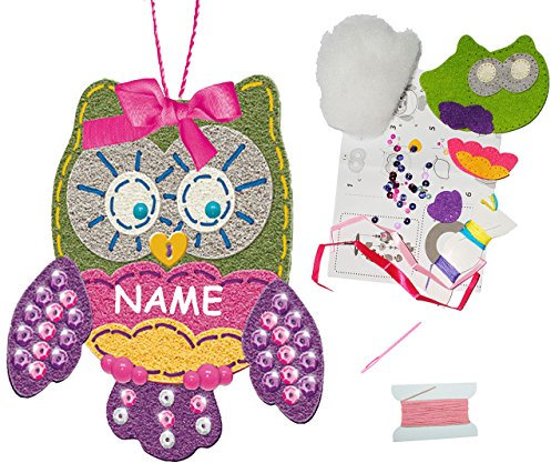 alles-meine.de GmbH Bastelset - Filz - Plüschtier/Anhänger/Nadelkissen - süße Eule - zum Sticken, einfaches Nähen per Hand - incl. Name - Komplettset filzen - Filztier - ..