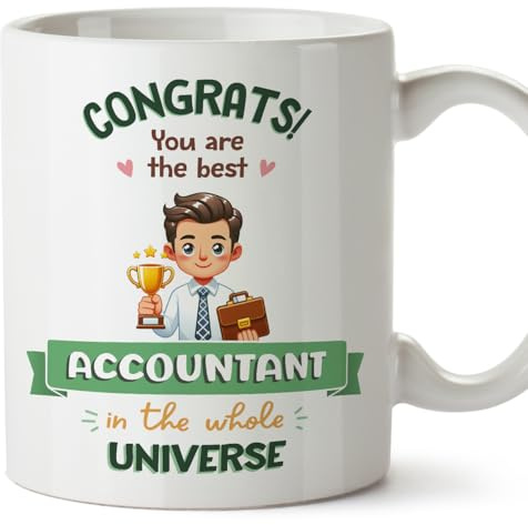 MUGFFINS Accountant Man Mug - in English - Best in Universe Trophy - Funny Gift for Colleagues - Ceramic 11oz Mug