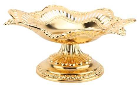 Fockety Gold Flower Vases for Centerpieces, Antique Metal Pedestal Bowl Decorative Centerpiece Bowl, Vintage Compote Bowl Vase for Wedding, Dining Room Tablem, Parties, Events