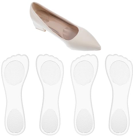Grevosea 2 Pairs Gel Insoles for Women, High Heel Cushion Pads 3/4 Heel Insoles Self-Adhesive High Arch Support Inserts Gel Shoe Inserts for Women Shoes Sandals Flats Boots Pumps (Clear)