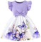 Codkkre Vestito Bowknot Bambina Vestitos Girocollo Bambina con Maniche a Balze Vestito da Bambina con Fiori A-Line Abiti Bambine e Ragazze Abito da Principessa da Festa Farfalla Viola 8 Anni