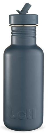 BOTL Tough Canteen Wasserflasche mit passendem auslaufsicherem Strohhalm-Deckel, Edelstahl-Wasserflasche, nicht isoliert, Öko-Flasche, 500 ml, Schieferblau