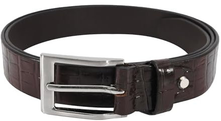Belluto Genis Croco Leder Gürtel für Herren und Damen 115cm - Vollledergürtel Echtleder - Gürtel für jedes Outfit - Farben braun