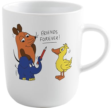 KAHLA DieMaus Becher 0,35 l Friends Forever | weißer Becher im Sendung mit der Maus Design