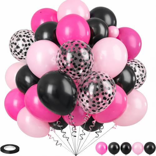 30 Stück Luftballons Packung Hot Pink, Pastell Rosa & Schwarz Luftballons 10 Zoll Luftballons, Latex Ballons Geburtstag Party Ballon Dekoration für Hochzeit Baby Shower Abschlussfeier Jubiläum