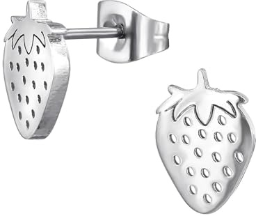 Monkimau Erdbeere Kinder Ohrringe Chirurgenstahl | Edelstahl Hypoallergen Kinderohrringe | Mädchen Schmuck Geschenk Geschenkidee