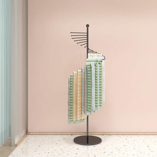 Verkaufsständer aus Metall für Schals auf drehbarem Fuß für Bekleidungsgeschäfte, platzsparend, Hijab Kleiderbügel mit Regalen