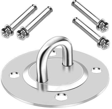 SDLDEER Gancho de techo resistente de 360°, acero inoxidable, 500 kg, capacidad de carga de 500 kg, gancho para columpios, columpios, sacos de boxeo, hamacas, yoga, colgador, columpio con tornillo