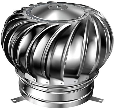 Roof Vent 11 Inch Stainless Steel Round Rotary Turbine Ventilation Fan, Wind-Powered Unpowered Roof Exhaust Vent for Chimney, Greenhouse, Attic, Farm Use