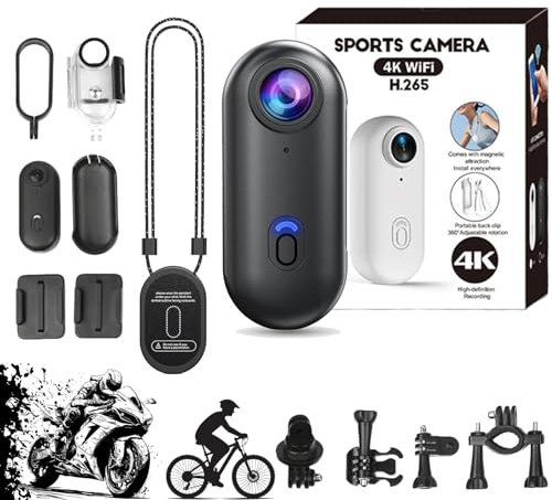 Gqiwub Visuscam - Mini 120 4k Camera for Recording, Visus Cam Camera, The Snap Cam 4k Mini Handsfree Bodycam Magnetic Sport Dv with Waterproof Case, Magnetic Clip (Black)