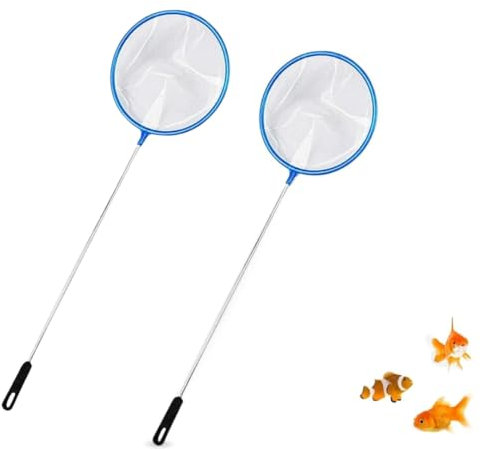PARENCE.- Set mit 2 feinmaschigen Aquarienkeschern – ideal zum Fischen und Reinigen - Gesamtlänge 36cm - Durchmesser 11,5cm - 2 Stück