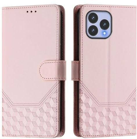 SHYXGLON Custodia a portafoglio per Wiko T60 / Cubot P80, Pelle PU di Alta Qualità [Cinturino da Polso] [Slot per Schede] [Protezione RFID] Cover per Wiko T60 / Cubot P80 (Rosa)