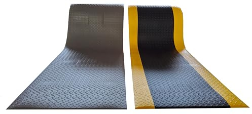 MERTEX Anti-Ermüdungsmatte Meterware 2 Breiten mittlere Belastung (schwarz/gelb, ca. 90 x 400 cm)