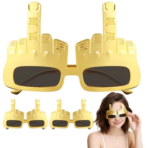 YiliYa 3 Pcs Lustige Sonnenbrille,Kreativer Mittelfinger Partybrille | Golden Partybrille Lustig，Neuheit Sonnenbrille Party Brille,für Partys und Fotoshootings